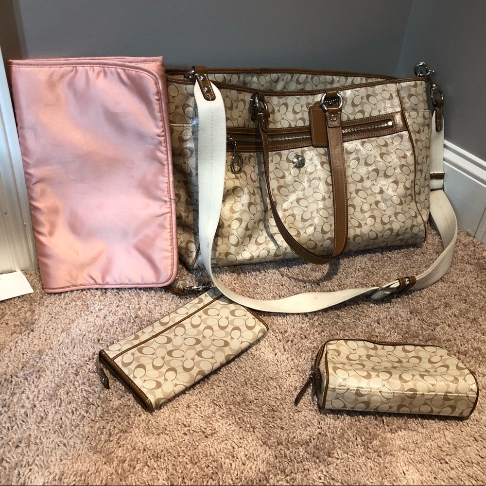 Coach Diaper Bag with Wallet and make up bag
